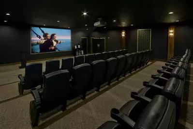movie theater in large cabin in the Smoky Mountains