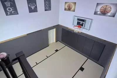 basketball court in cabin
