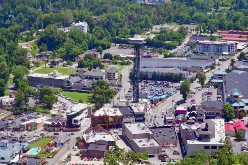 Downtown Gatlinburg aerial view