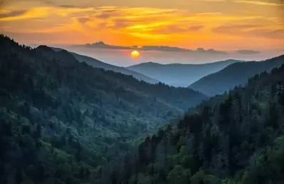 great smoky mountains national park at sunset