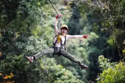 Girl ziplining