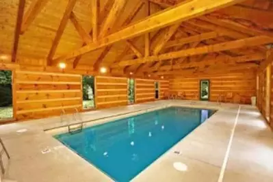 indoor pool at a large pigeon forge cabin