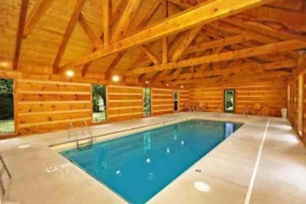 indoor pool at a large pigeon forge cabin