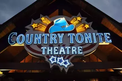 The neon sign for the Country Tonite Theatre in Pigeon Forge.