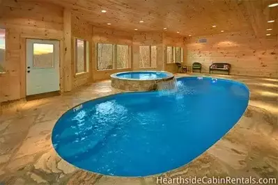 indoor pool at a cabin in the smoky mountains
