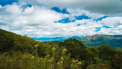 view o the smoky mountains in the spring