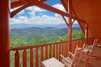 ncredible view from the deck of our Great Smoky Mountain cabin rentals.