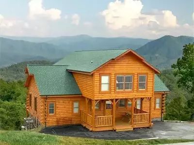 Exterior shot of one of our large group cabins in Pigeon Forge TN.
