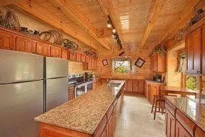 Kitchen in a large cabin in Pigeon Forge Tn