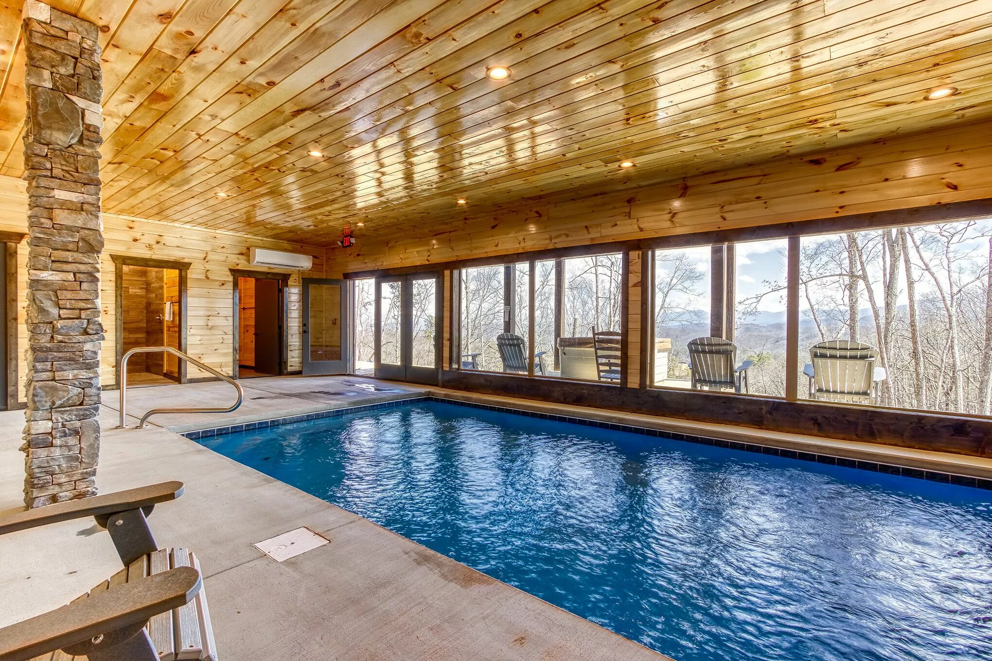 indoor pool in Smoky Mountain cabin