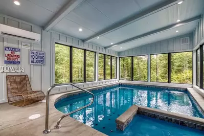 indoor pool in Smoky Mountains vacation cabin