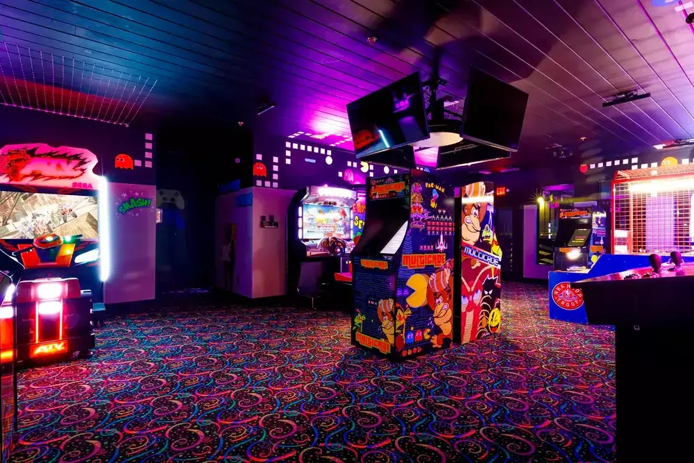 arcade room at Big Bear Cove Lodge