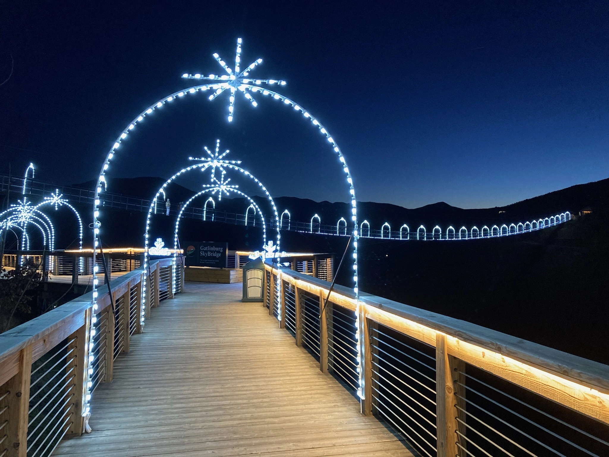 Gatlinburg SkyBridge Winter Lights at Night