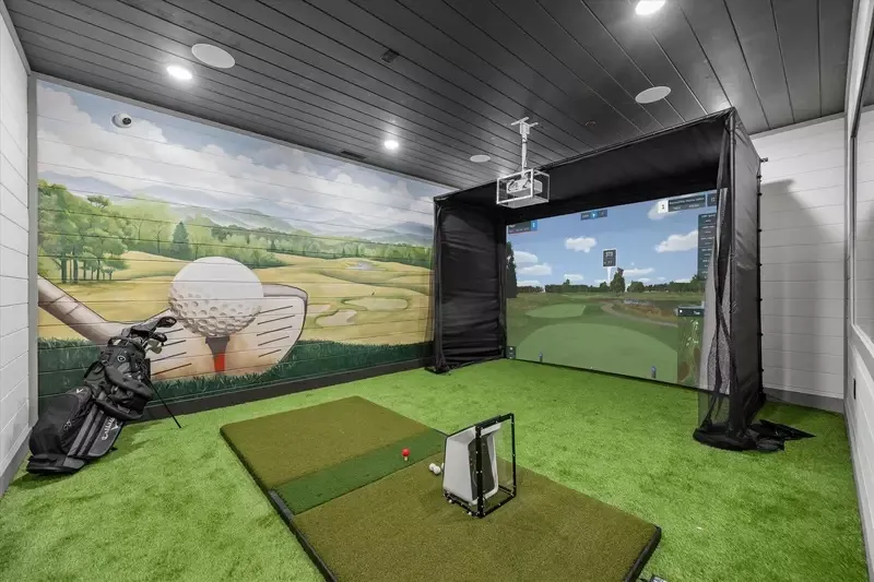 golf simulator at a big gatlinburg cabin